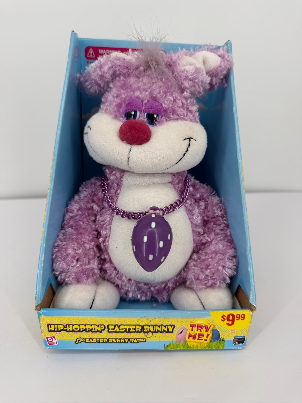 New Gemmy Hip-Hoppin' Easter Bunny Purple Plush Stuffed Animal Electronic 2006